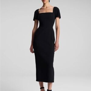 NWOT A.L.C. Elvie Black Square-Neck Midi Dress with Short Sleeves 2